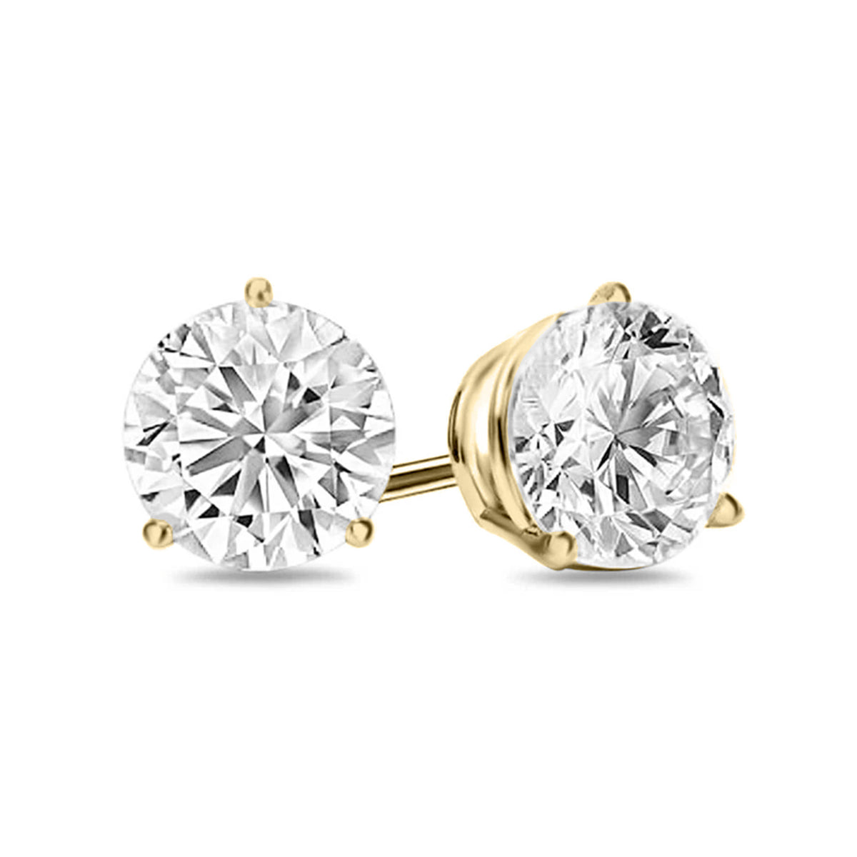 Novena 3 Prong Diamond Stud Earrings in 18k Gold Vermeil