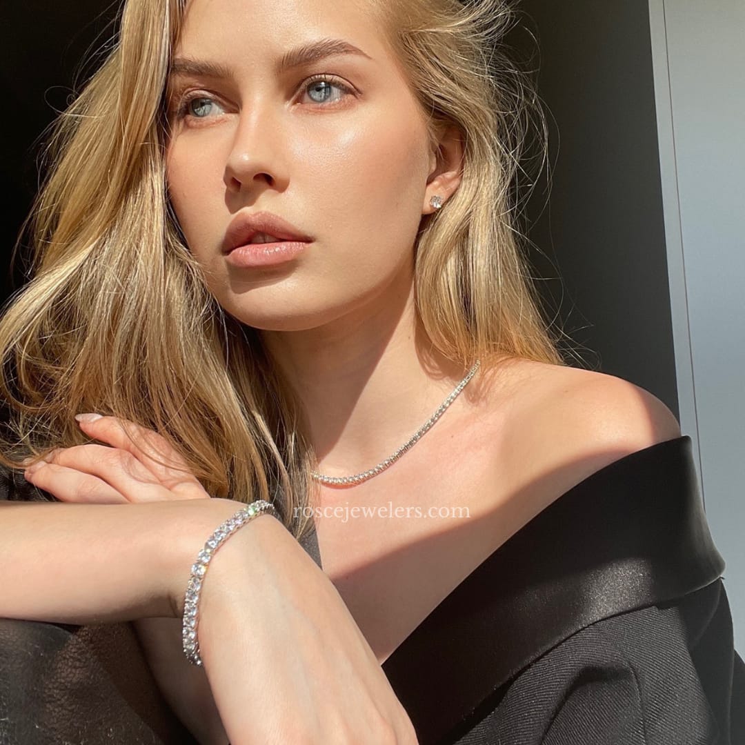 [PROMO SET] Monette 4 Prong Diamond Bracelet Earrings Set