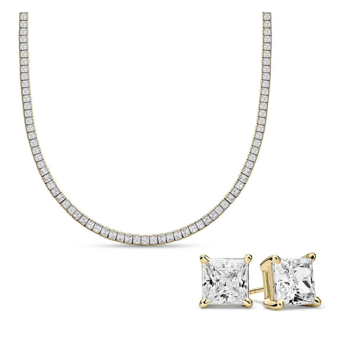 [PROMO SET] Hariette Princess Necklace Earrings Diamond Set in 18k Gold Vermeil