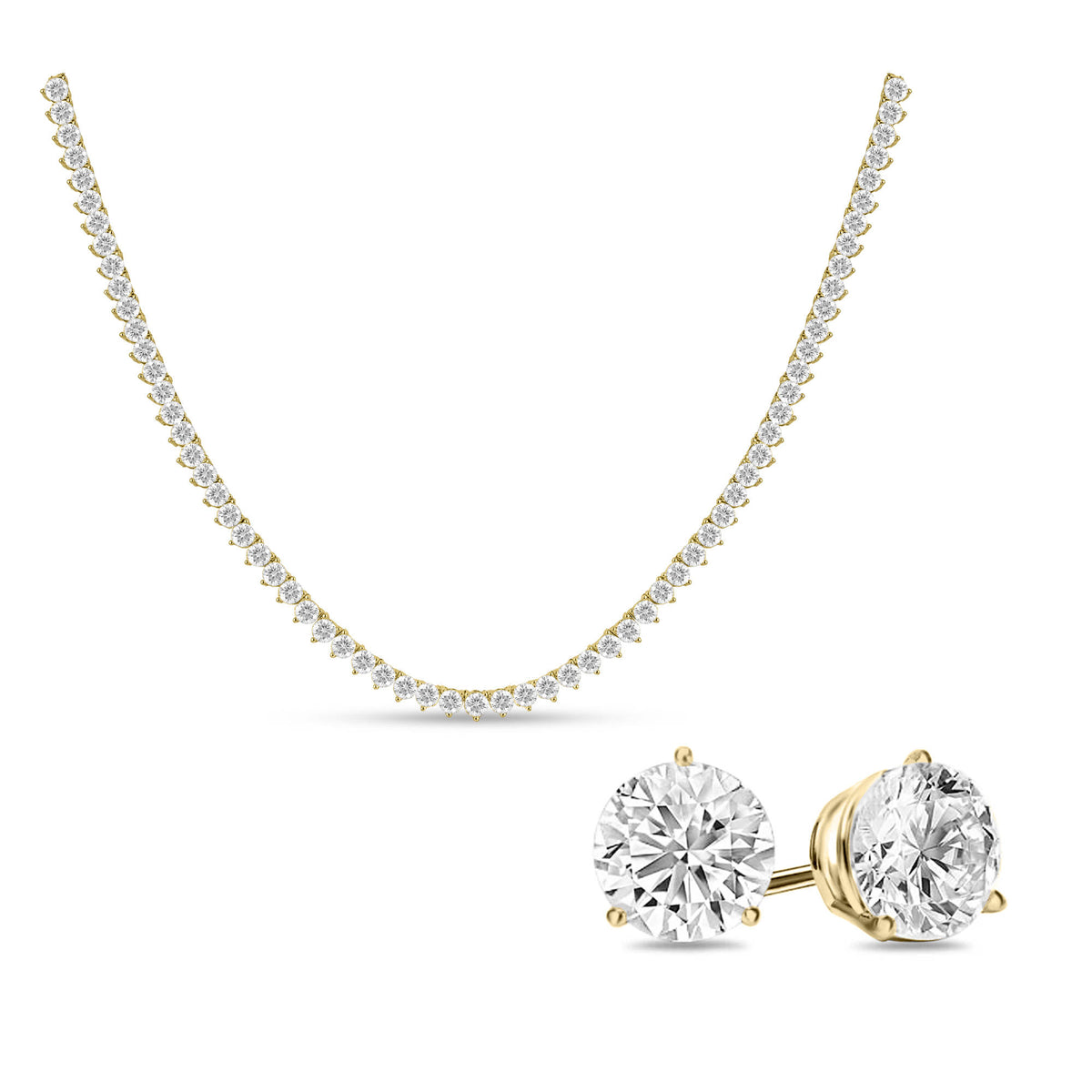 [PROMO SET] Vivere 3 Prong Necklace Earrings Diamond Set in 18k Gold Vermeil