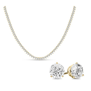 [PROMO SET] Vivere 3 Prong Necklace Earrings Diamond Set in 18k Gold Vermeil