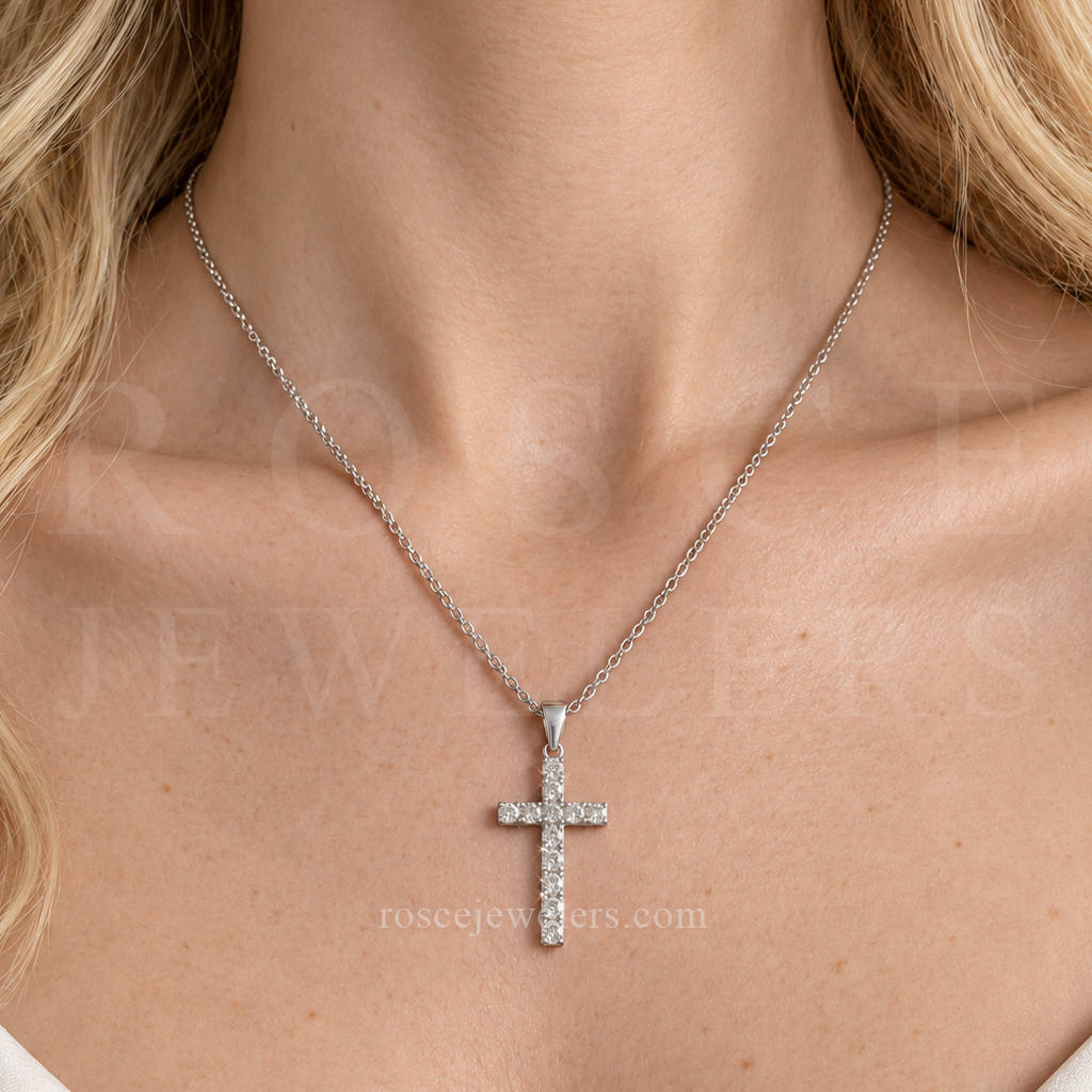 [PROMO SET] Louvre Cross Necklace Earrings Diamond Set