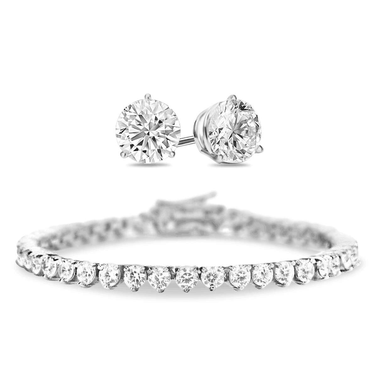 [PROMO SET] Vivere 3 Prong Diamond Bracelet Earrings Set