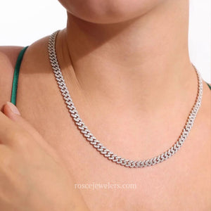 Capri Cuban Diamond Necklace in 18k White Gold Vermeil