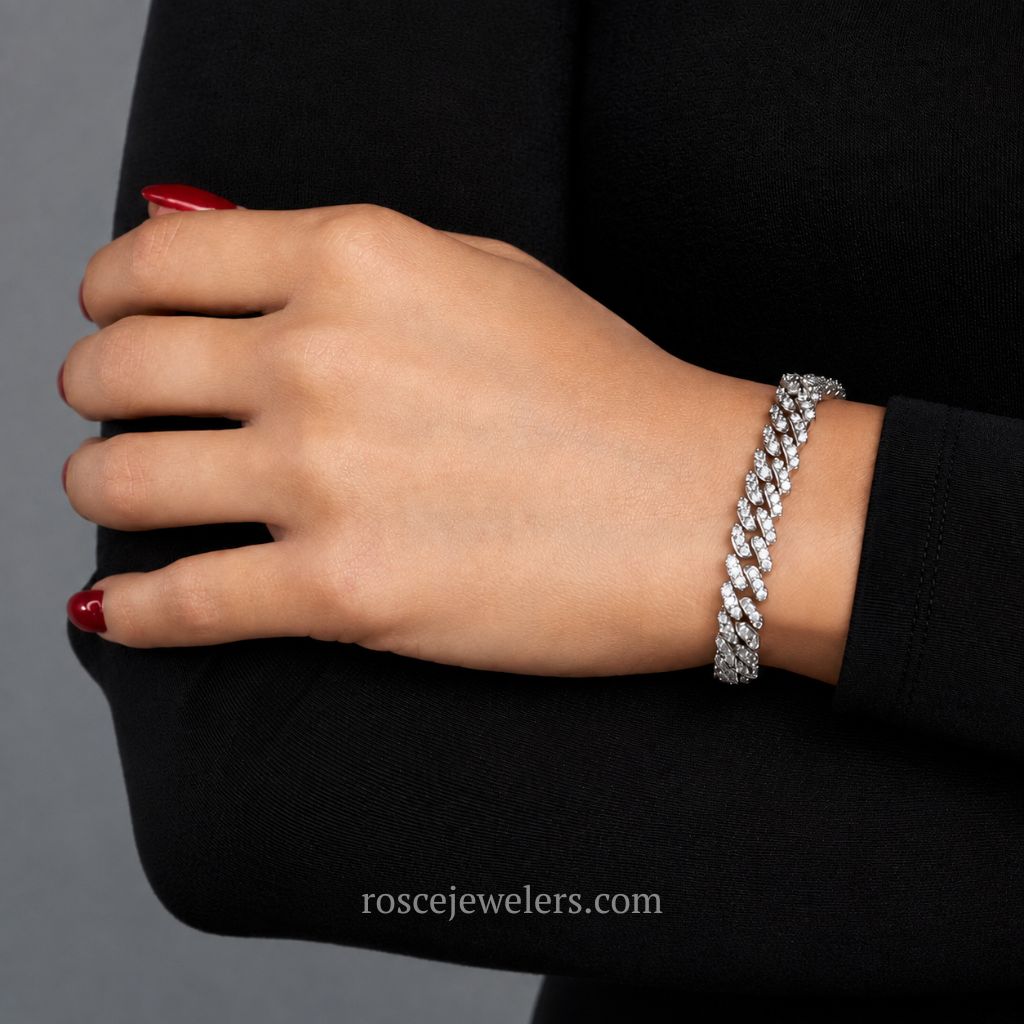 [PROMO SET] Capri Cuban & Monette 4 Prong Bracelet Diamond Set