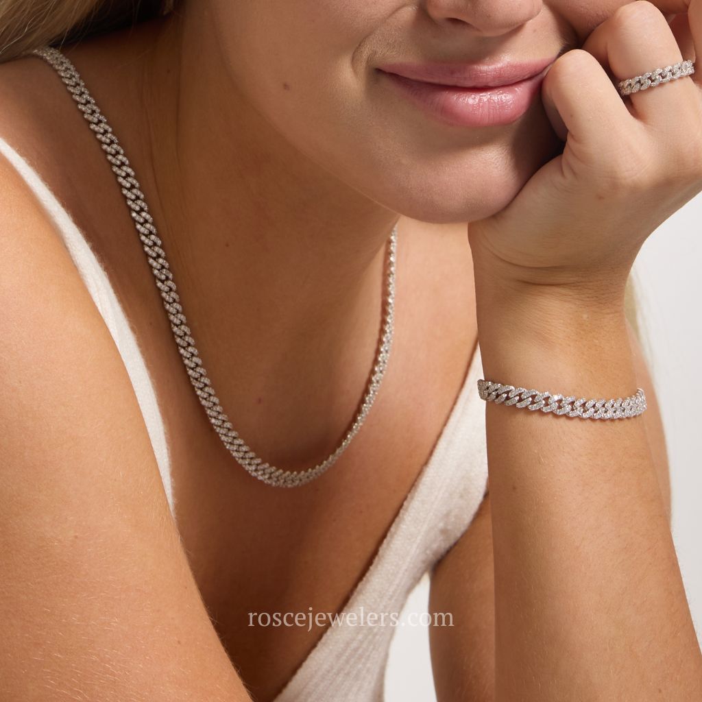 Capri Cuban Diamond Necklace in 18k White Gold Vermeil