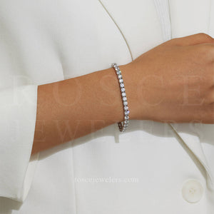 Monette 4 Prong Diamond Tennis Bracelet in 18k White Gold Vermeil