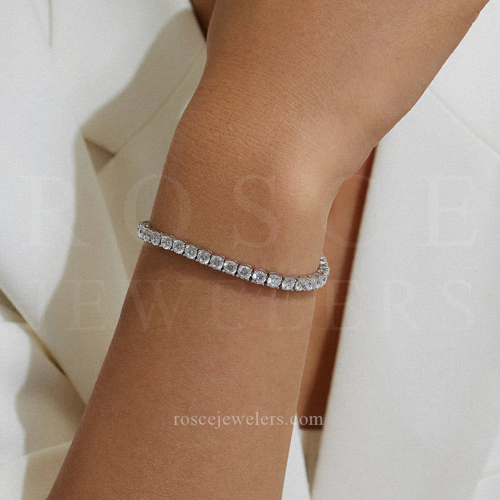 Monette 4 Prong Diamond Tennis Bracelet in 18k White Gold Vermeil