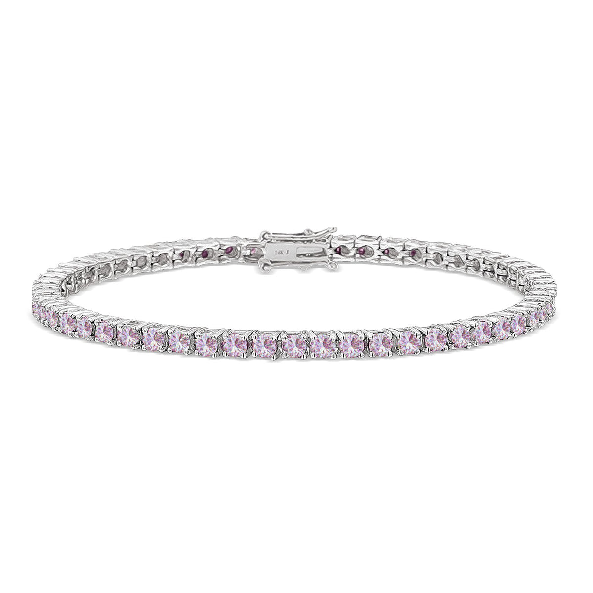 Diana Pink Diamond Tennis Bracelet in 18k White Gold Vermeil