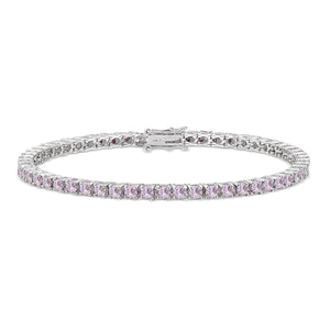 Diana Pink Diamond Tennis Bracelet in 18k White Gold Vermeil