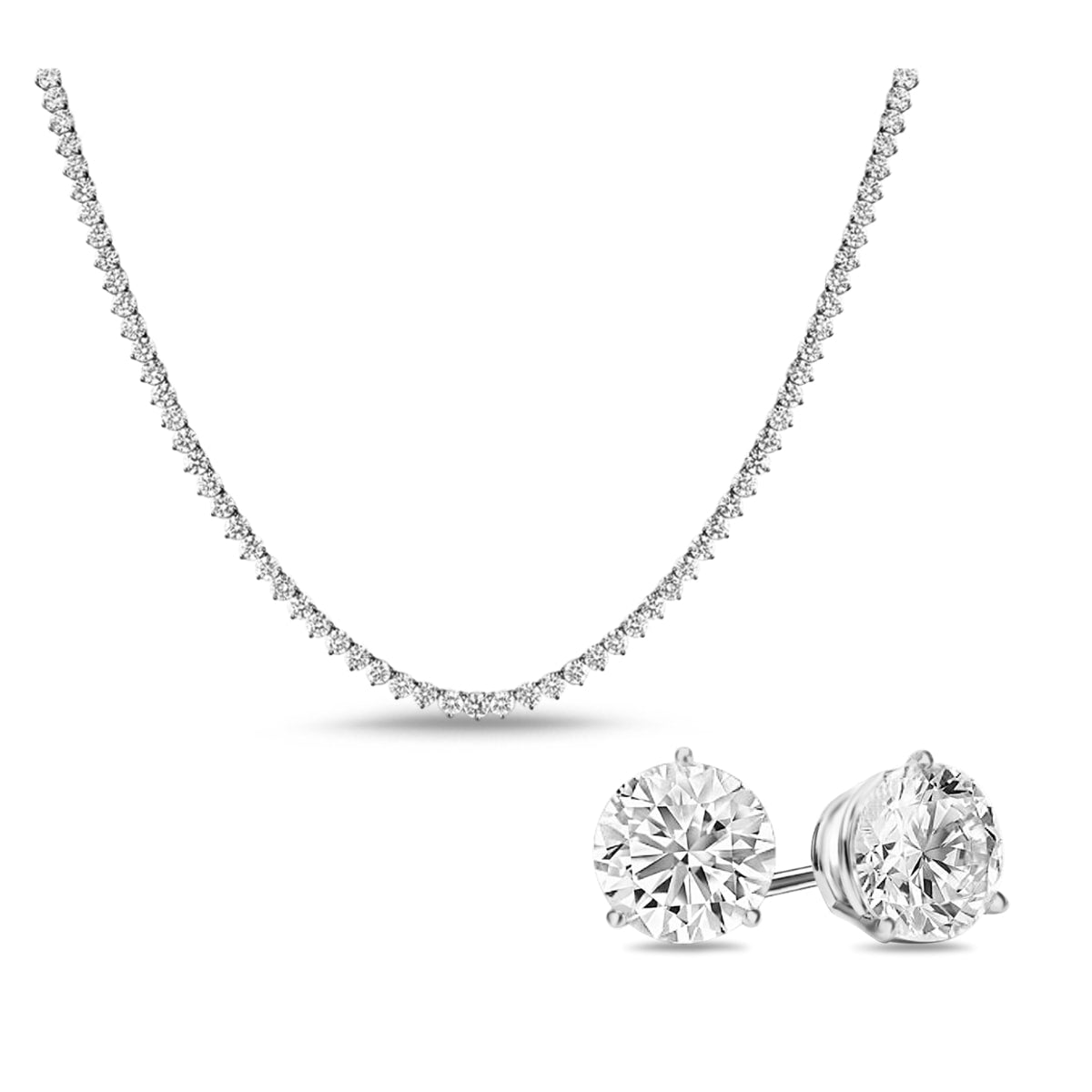 [PROMO SET] Vivere 3 Prong Necklace Earrings Diamond Set