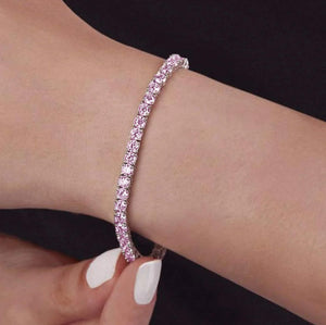 Diana Pink Diamond Tennis Bracelet in 18k White Gold Vermeil