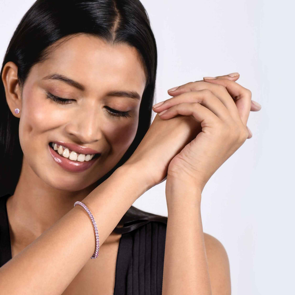 Diana Pink Diamond Stud Earrings in 18k White Gold Vermeil