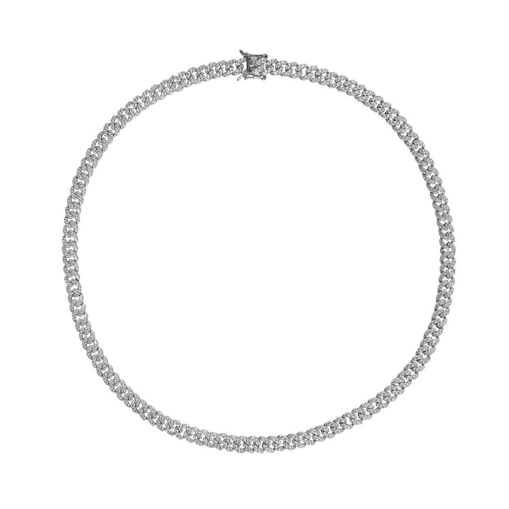 Unido Curb Chain Diamond Choker in 18K Gold - Moritz Glik 18K White Gold