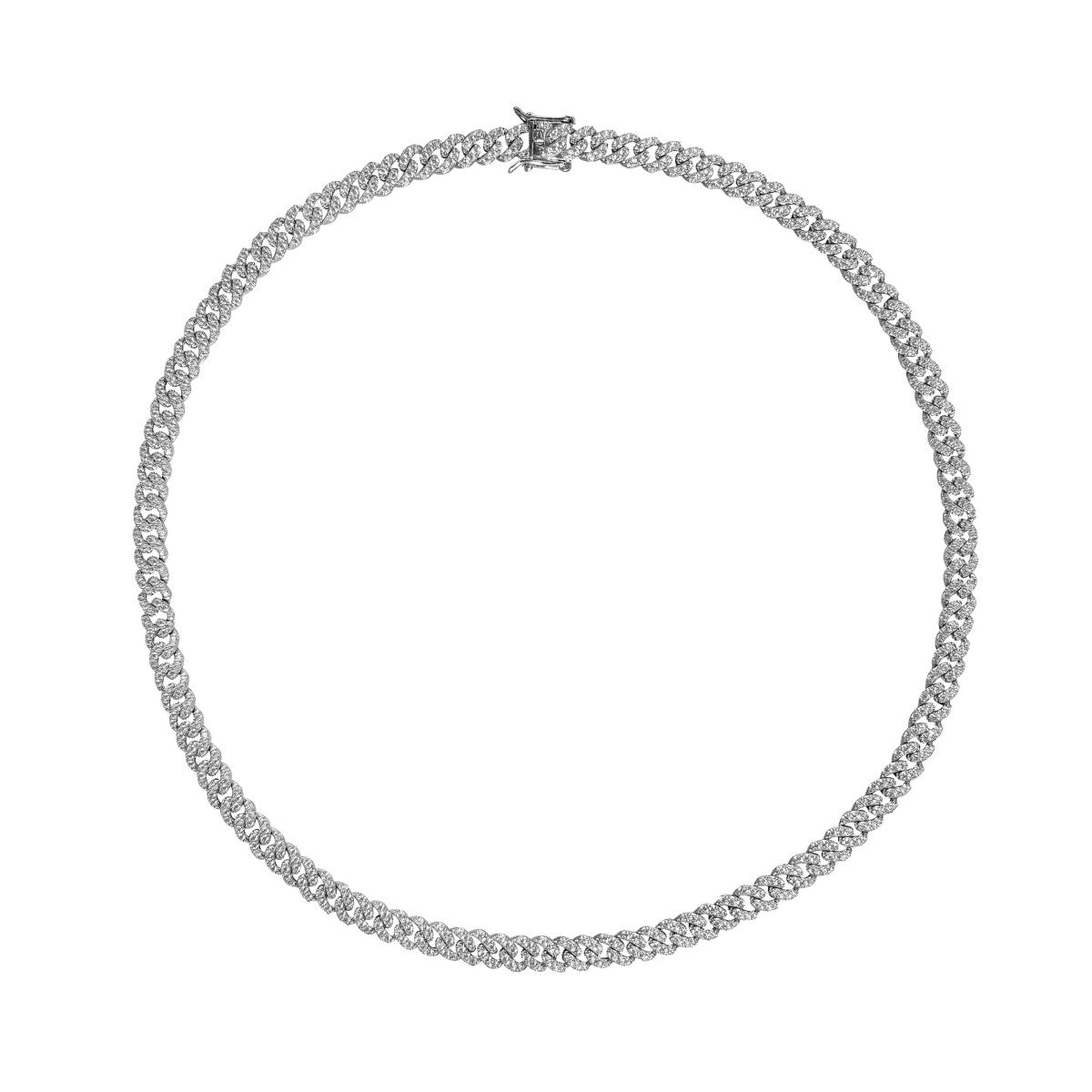 Capri Cuban Diamond Necklace in 18k White Gold Vermeil