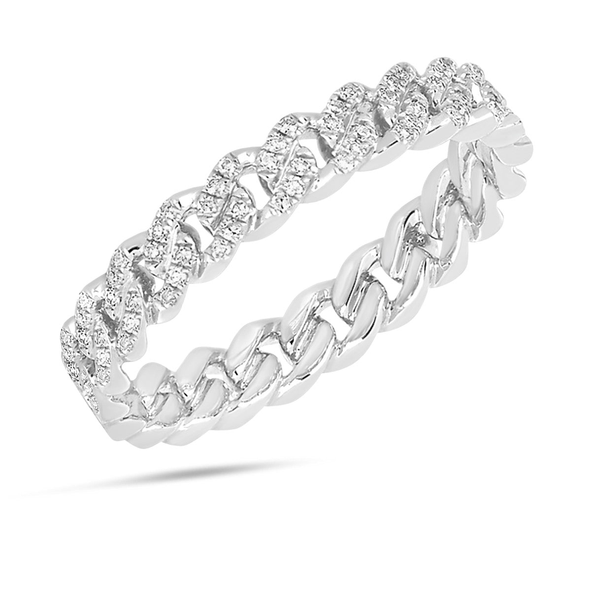Capri Cuban Eternity Diamond Ring in 18k White Gold Vermeil