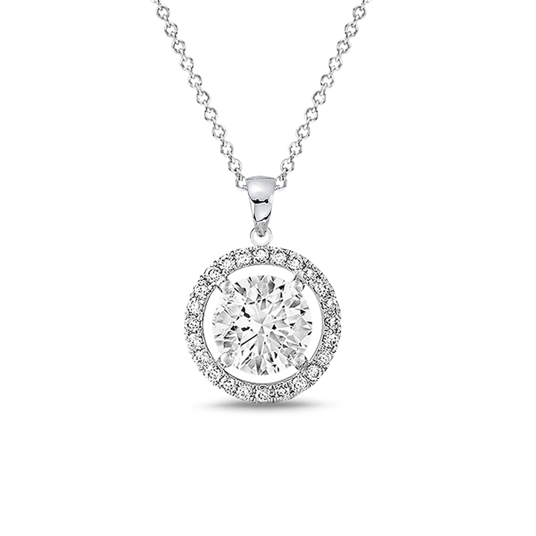 Celeste Halo Diamond Pendant in 18k White Gold Vermeil