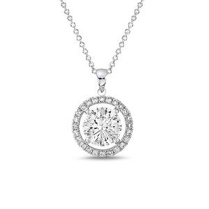 Celeste Halo Diamond Pendant in 18k White Gold Vermeil