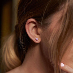 Diana Pink Diamond Stud Earrings in 18k White Gold Vermeil