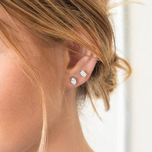 Ophelia Oval Diamond Earrings in 18k White Gold Vermeil