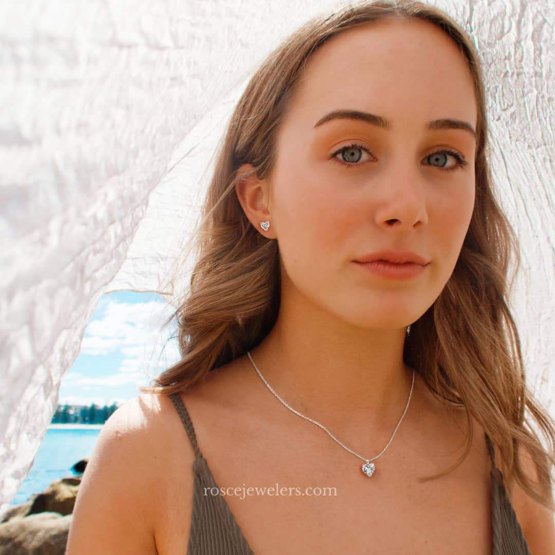 [PROMO SET] Florence Heart Necklace Bracelet Earrings Diamond Set