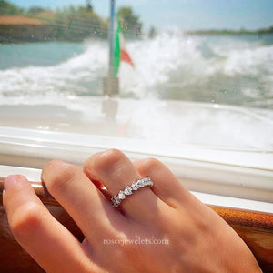 Florence Heart Eternity Diamond Ring in 18k White Gold Vermeil