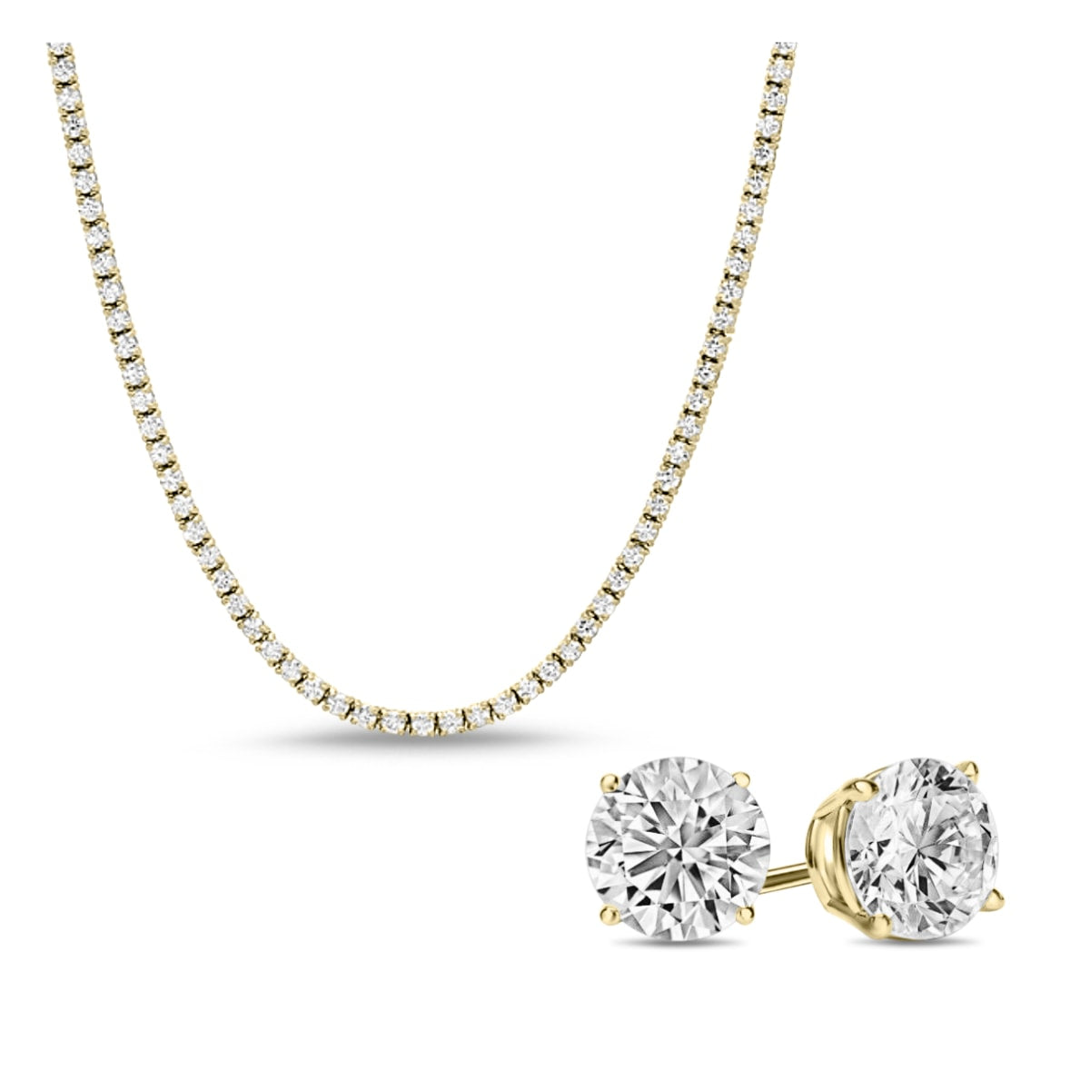 [PROMO SET] Monette 4 Prong Necklace Earrings Diamond Set in 18k Gold Vermeil