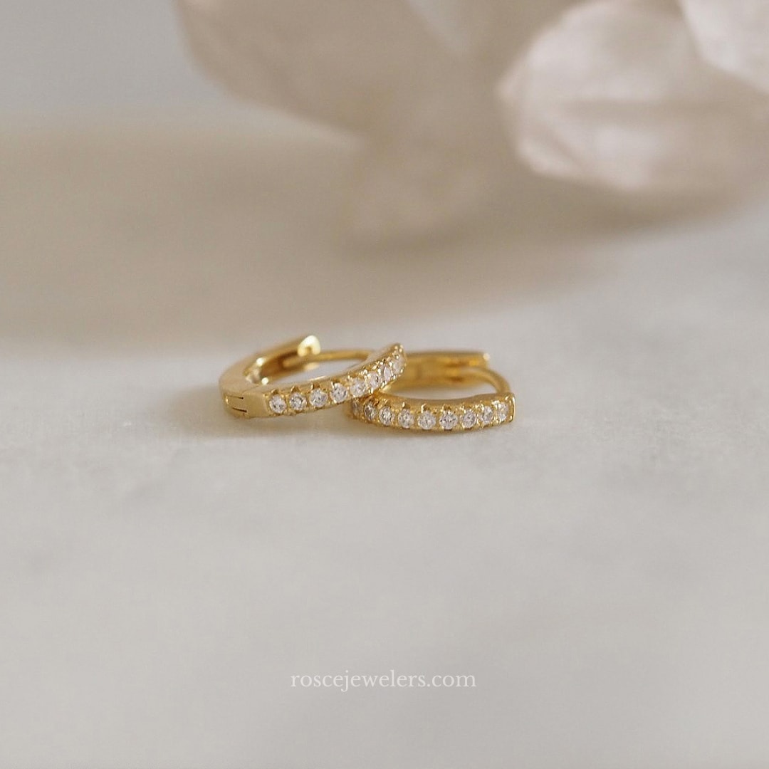 Dolce Huggie Diamond Earrings in 18k Gold Vermeil