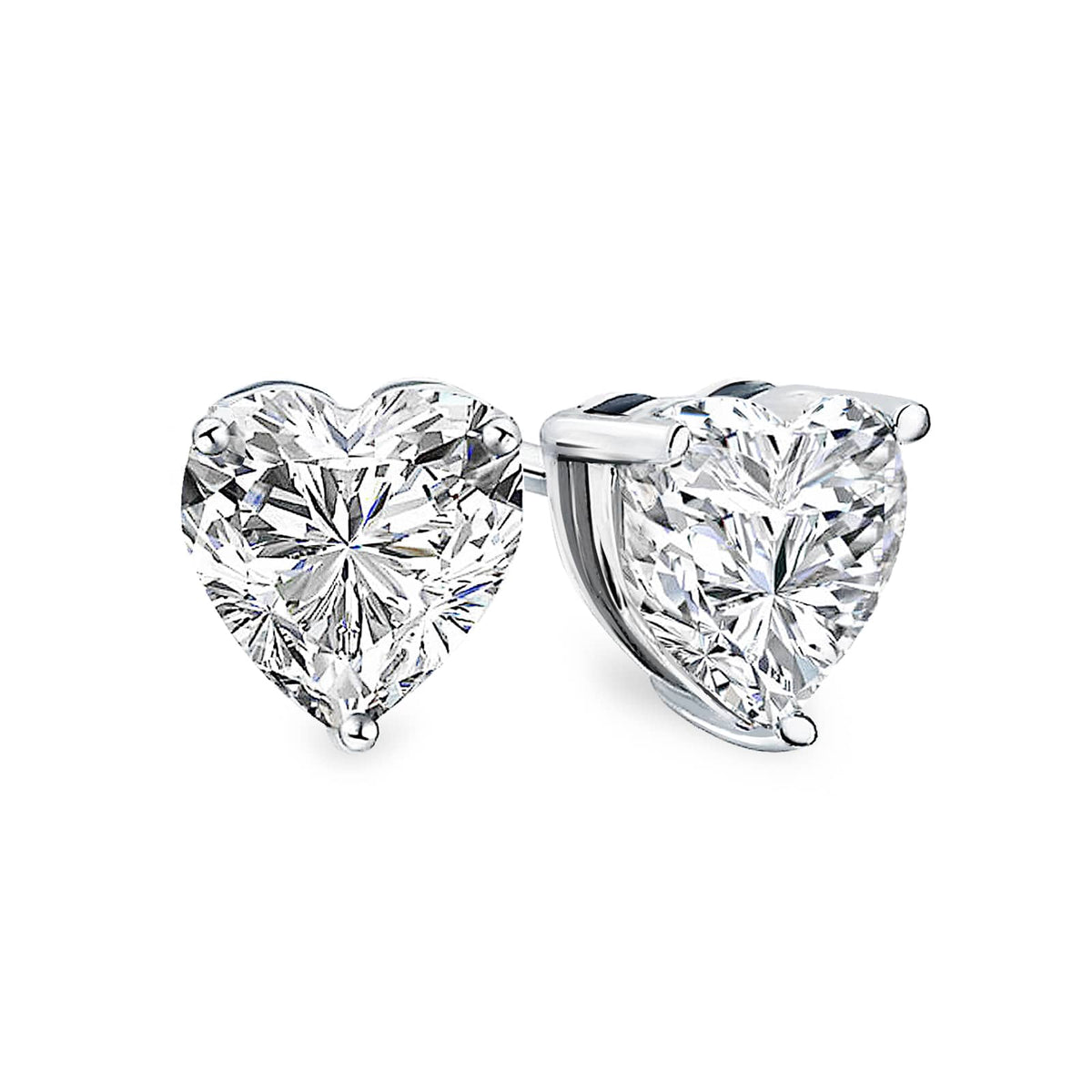 Florence Heart Diamond Stud Earrings in 18k White Gold Vermeil