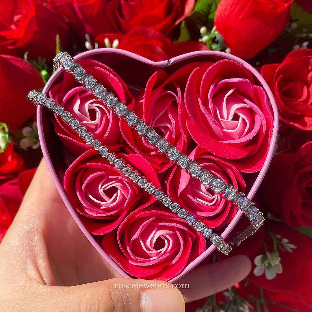 Solene S-Link Diamond Bracelet in 18k White Gold Vermeil