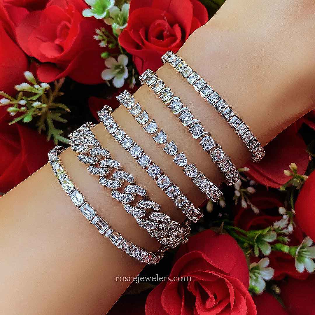 Solene S-Link Diamond Bracelet in 18k White Gold Vermeil