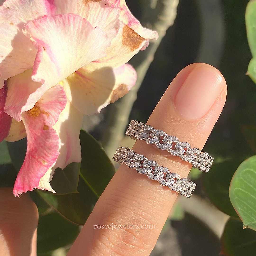 Capri Cuban Eternity Diamond Ring in 18k White Gold Vermeil