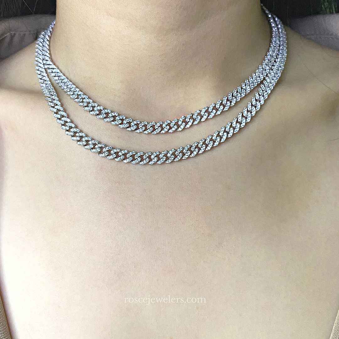 [PROMO SET] Capri Cuban & Monette 4 Prong Necklace Diamond Set