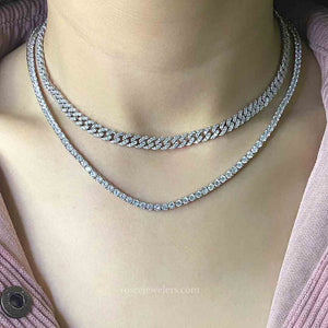 [PROMO SET] Capri Cuban & Monette 4 Prong Necklaces Diamond Set