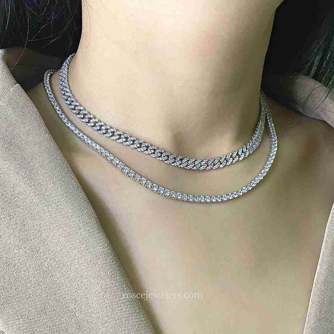 [PROMO SET] Capri Cuban & Monette 4 Prong Necklace Diamond Set