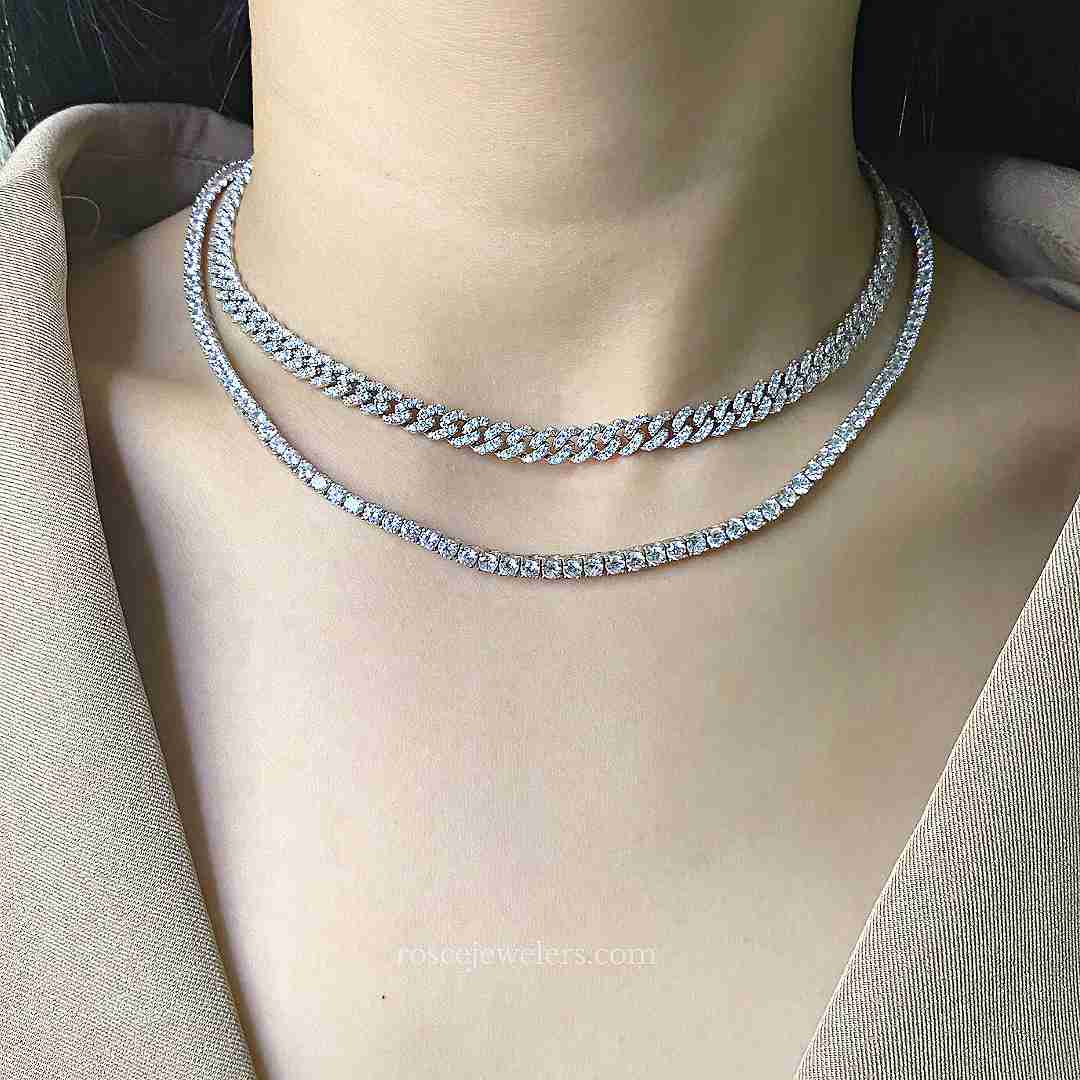[PROMO SET] Capri Cuban & Monette 4 Prong Necklace Diamond Set