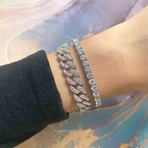 [PROMO SET] Capri Cuban & Monette 4 Prong Bracelet Diamond Set