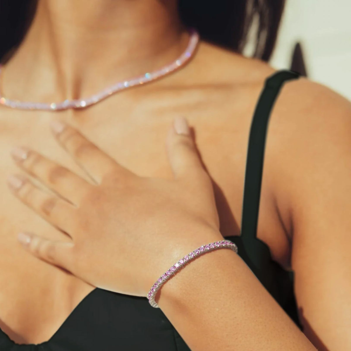 Pink Sapphire Tennis Necklace | Princess Jewelry Shop