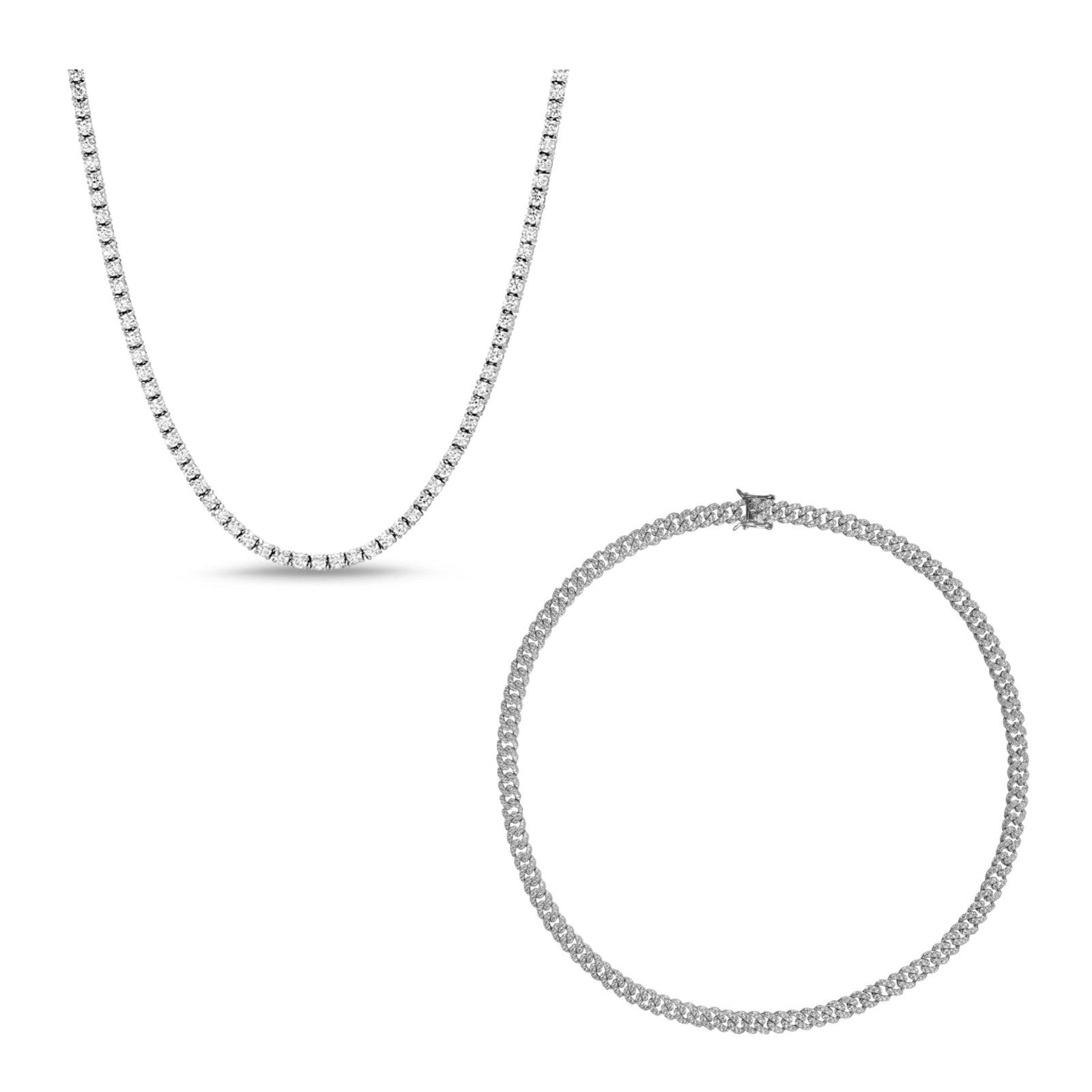 [PROMO SET] Capri Cuban & Monette 4 Prong Necklace Diamond Set