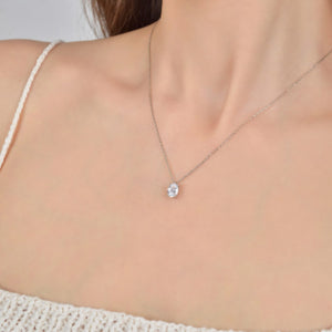 Ophelia Oval Diamond Pendant in 18k White Gold Vermeil