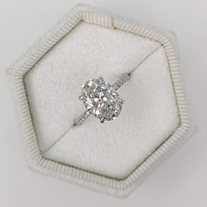 Ophelia Oval Solitaire Diamond Ring in 18k White Gold Vermeil
