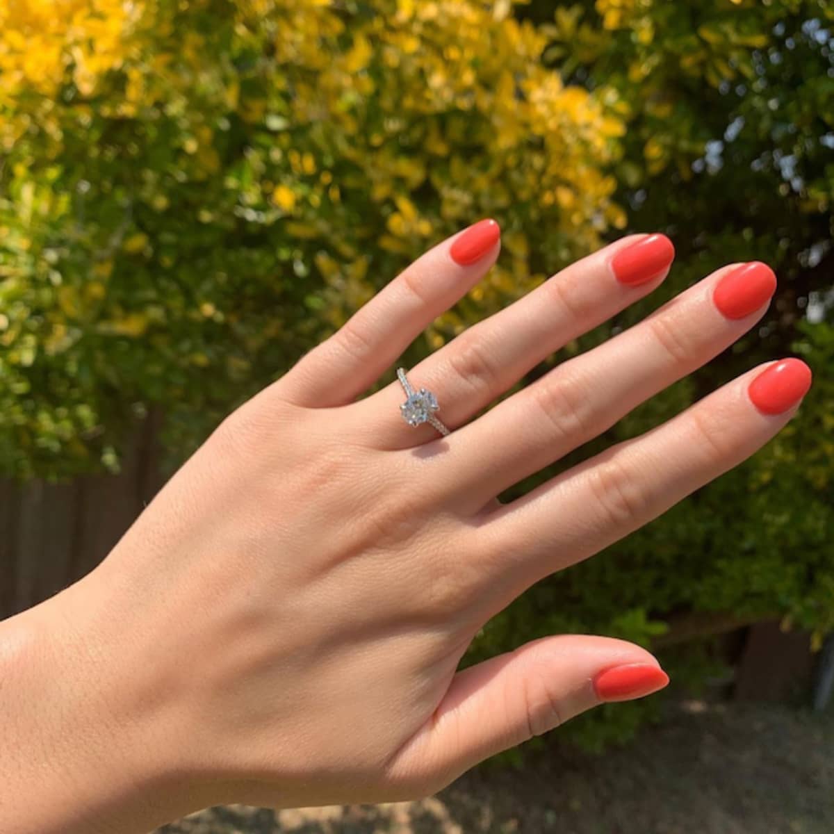 Ophelia Oval Solitaire Diamond Ring in 18k White Gold Vermeil