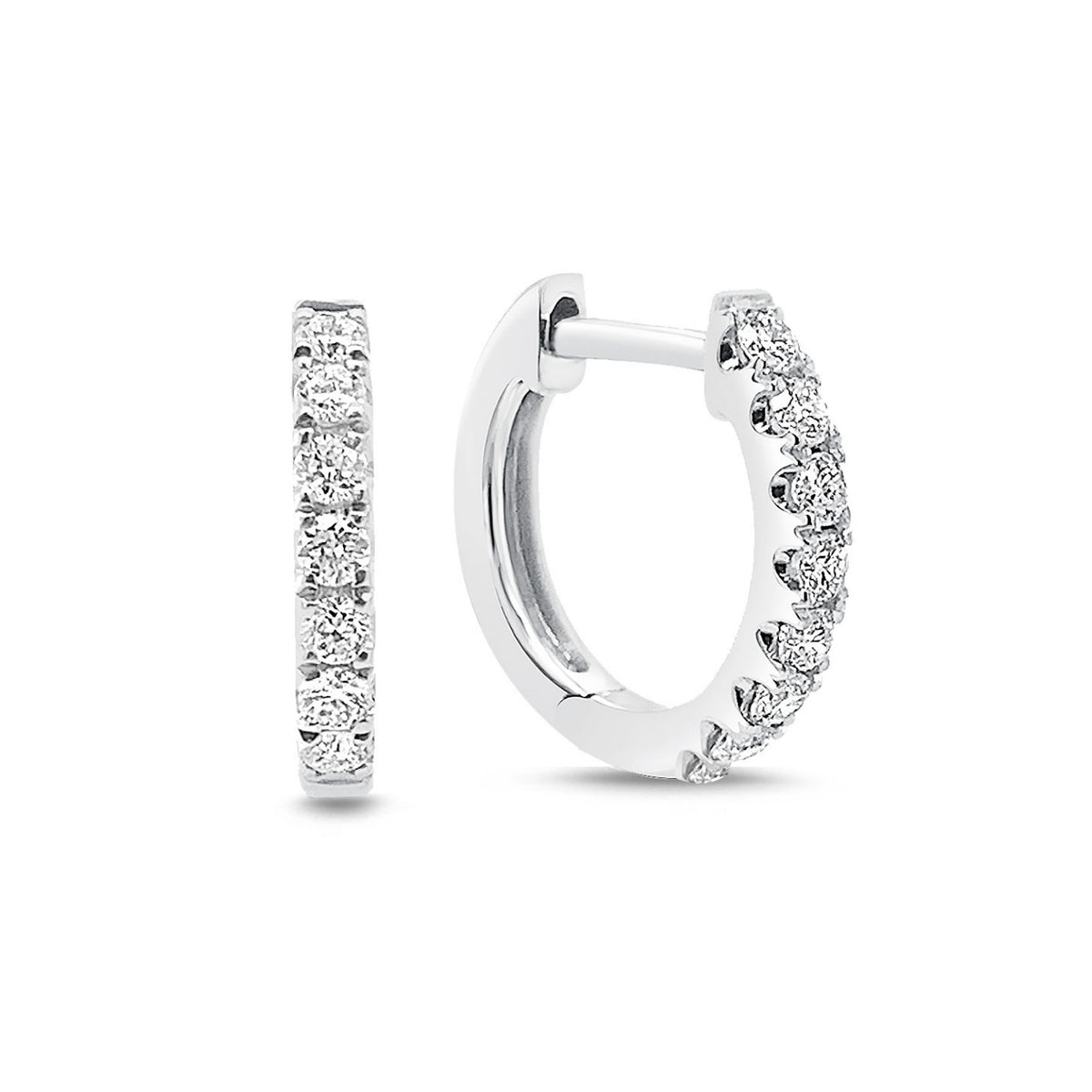 18k white gold huggie shop earrings