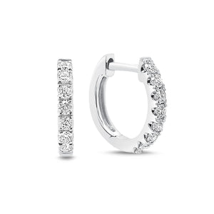 Dolce Huggie Diamond Earrings in 18k White Gold Vermeil
