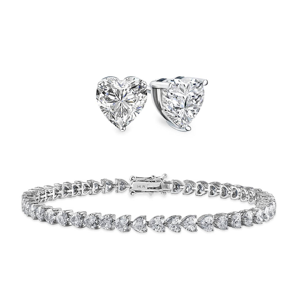 [PROMO SET] Florence Heart Diamond Bracelet Earrings Set