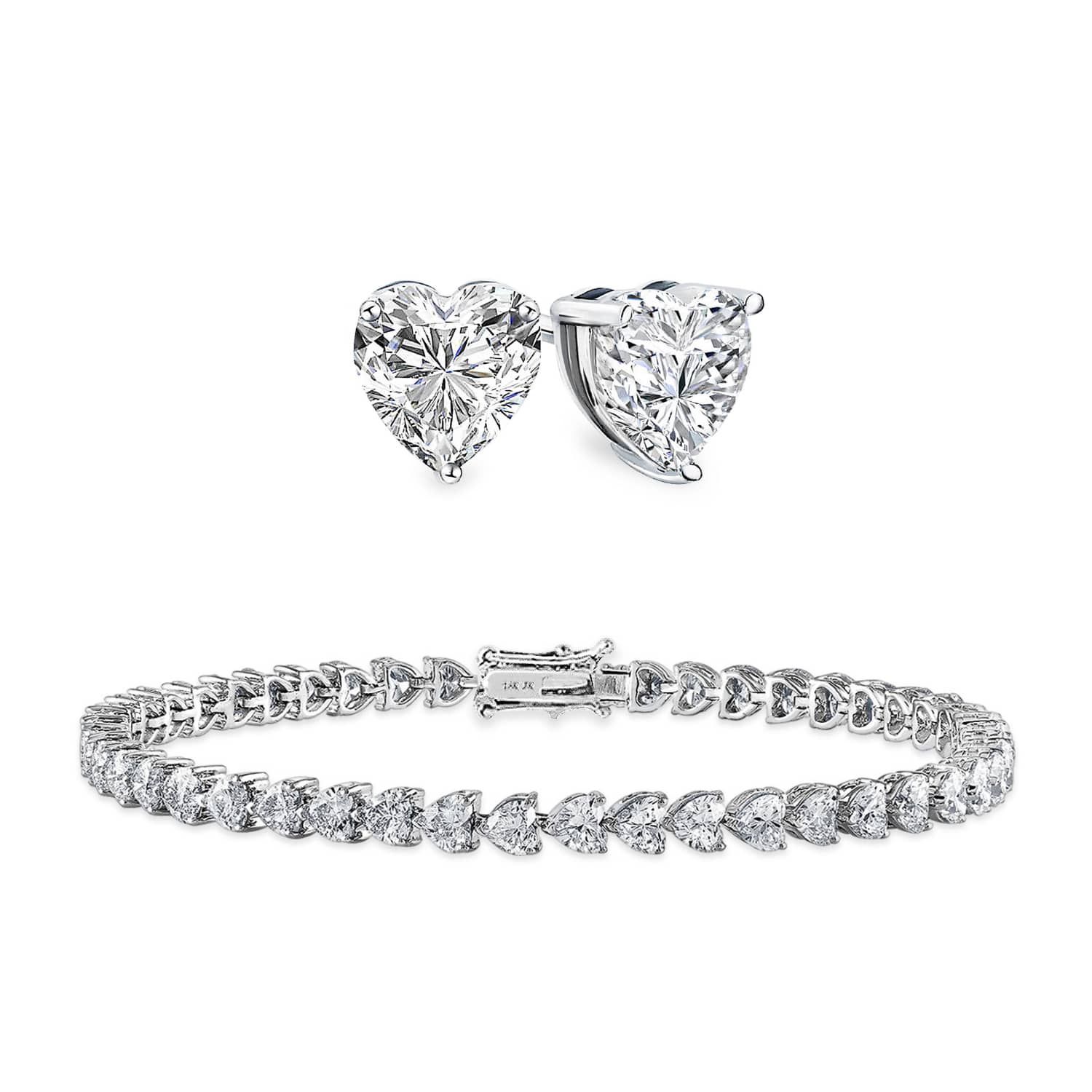 [PROMO SET] Florence Heart Bracelet Earrings Diamond Set