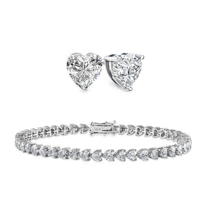 [PROMO SET] Florence Heart Diamond Bracelet Earrings Set