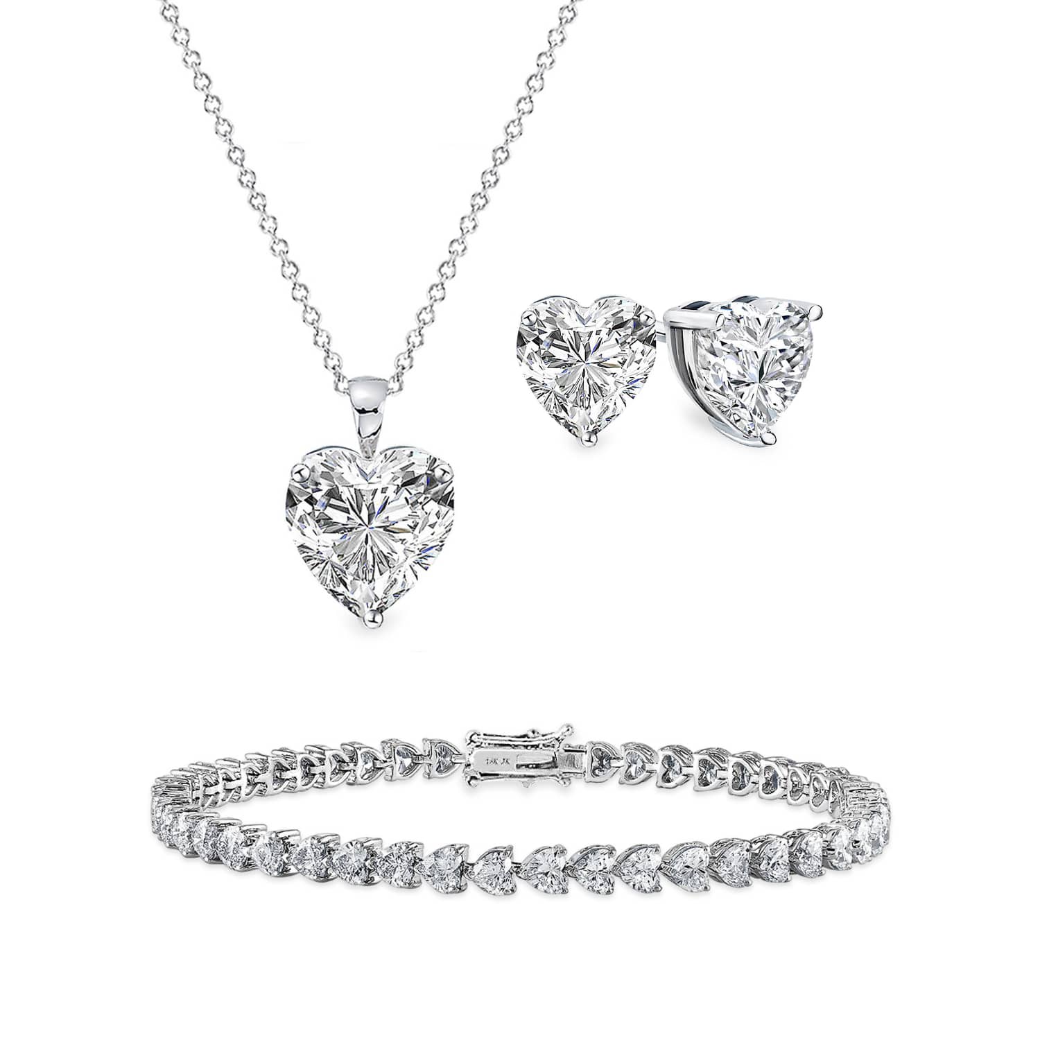 [PROMO SET] Florence Heart Necklace Bracelet Earrings Diamond Set