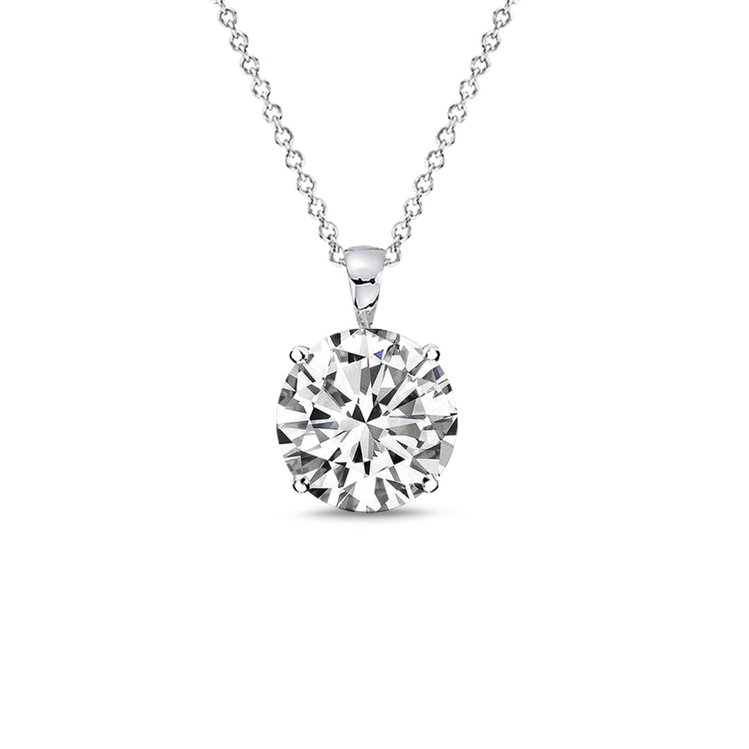 Giovanni 4 Prong Diamond Pendant in 18k White Gold Vermeil