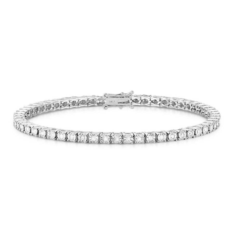 Monette 4 Prong Diamond Tennis Bracelet in 18k White Gold Vermeil